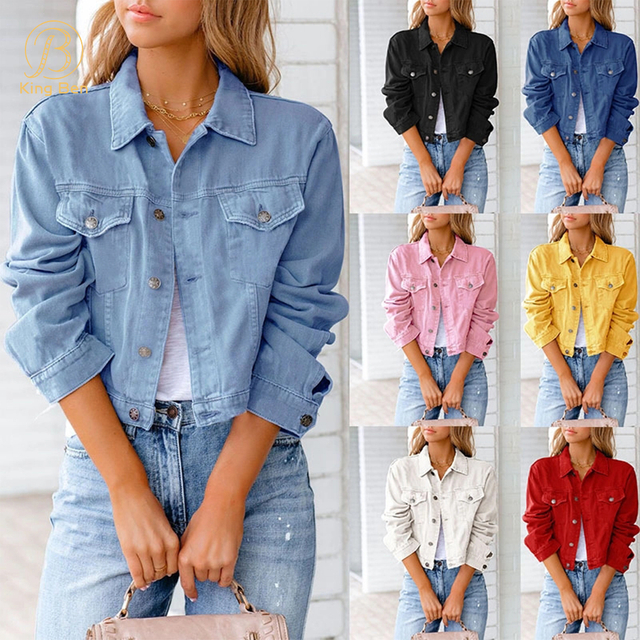 OEM ODM New Arrival Autumn Casual Solid Color Ripped Denim Women Jean Jackets With Pocket Factory