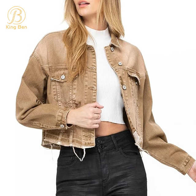 High Quality Women's Denim Jean Jacket Women Casual Outwear Fall Jacket Denim Button Oversize Denim Jacket For Ladies