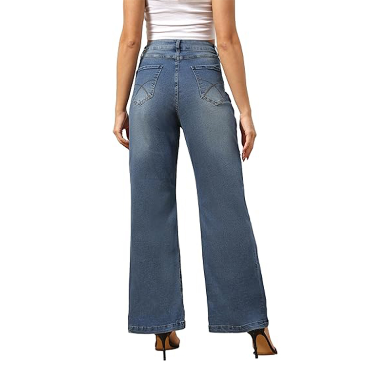 OEM ODM Factory Bestseller Jean Pants For Women Denim Trousers For Ladies High Waist Loose Flare Pants