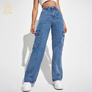 Custom OEM ODM Mid Waist Straight Baggie Women Jeans Fashion Denim Pants Baggy Denim Jeans For Ladies