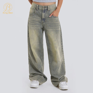 OEM ODM Streetwear High Waist Women's Fashion Jeans Woman Girls Wide Leg Pants Trousers Denim Bagge Jeans Custom